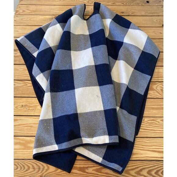 Woolrich Check Shawl Cardigan One Size Women’s Navy - Picture 2 of 7